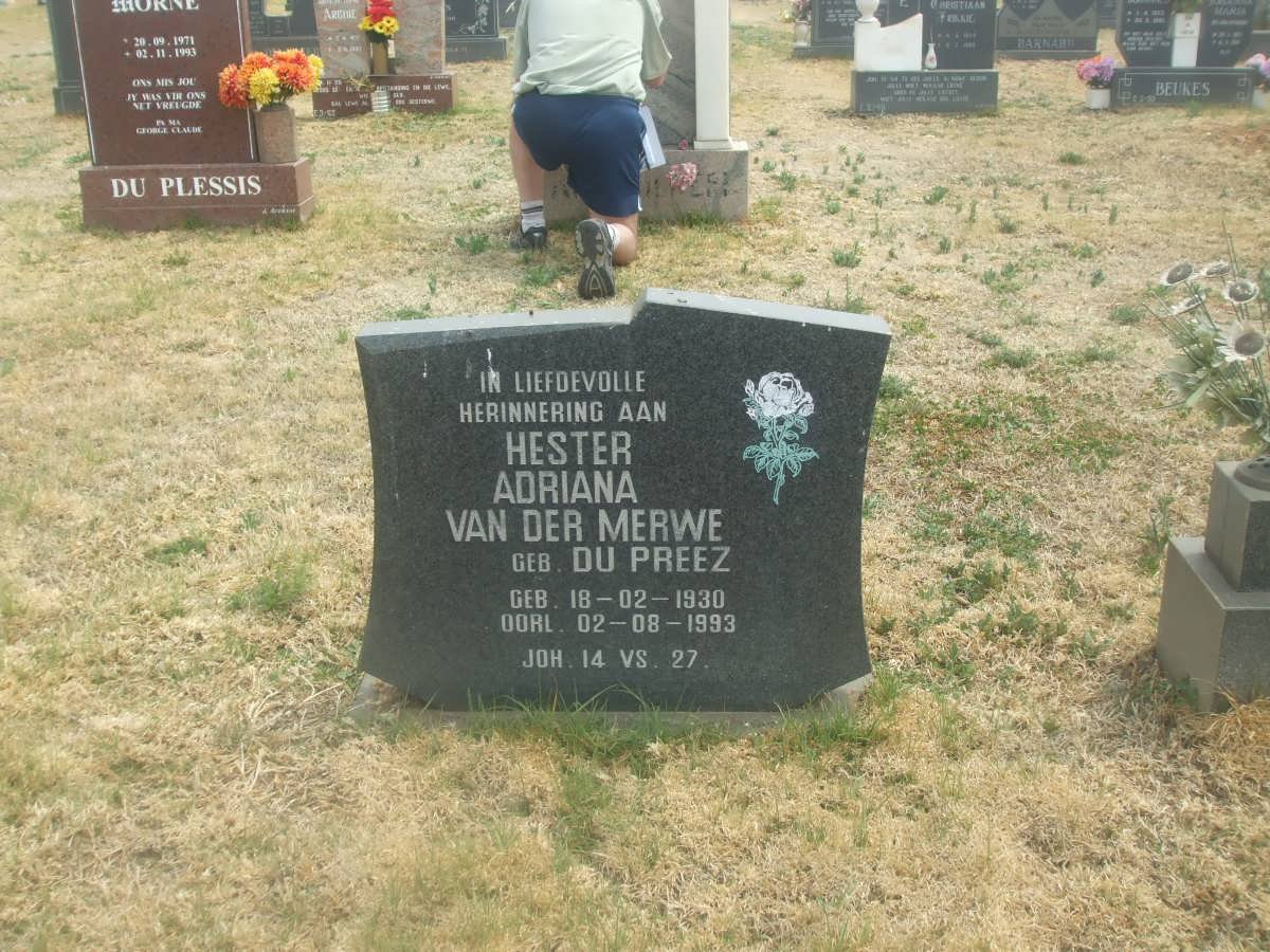 MERWE Hester Adriana, van nee DU PREEZ 1930-1993