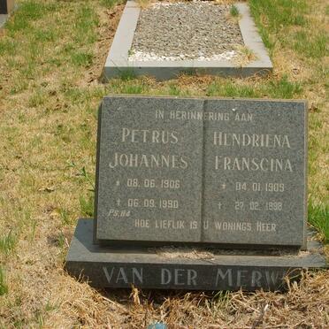 MERWE Petrus Johannes, van der 1906-1990 &amp; Hendriena Francina 1909-1998