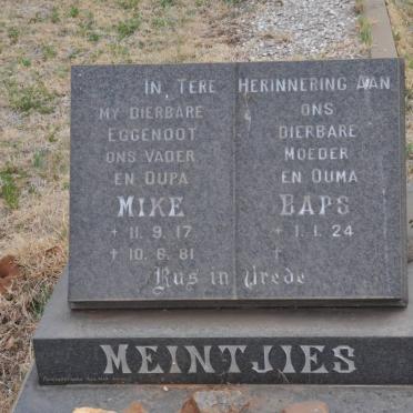 MEINTJIES Mike 1917-1981 &amp; Baps 1924-