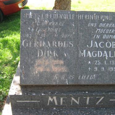 MENTZ Gerhardus Dirk 1918-1989 &amp; Jacoba Magdalena 1925-1994