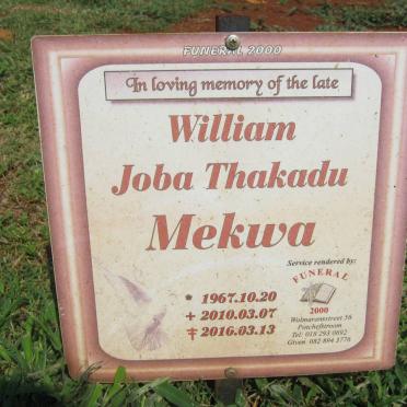 MEKWA William Joba Thakadu 1967-2010