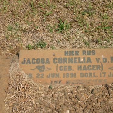 MERWE Jacoba Cornelia, v.d. nee HAGER 1891-1936