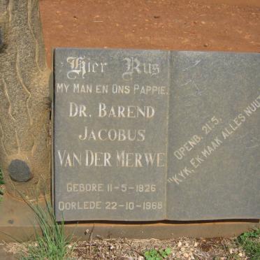 MERWE Barend Jacobus, van der 1926-1968