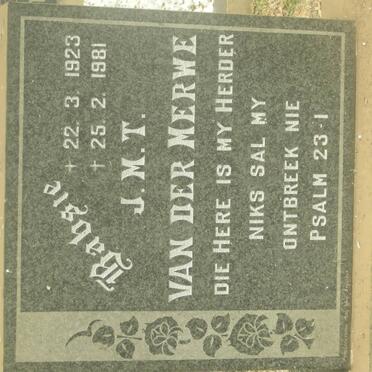 MERWE J.M.T., van der 1923-1981