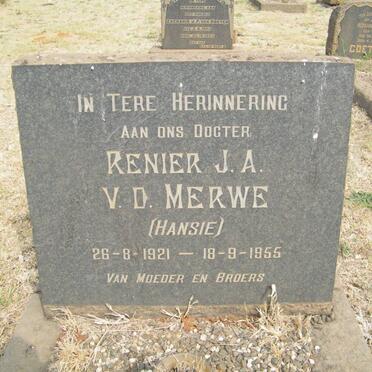 MERWE Renier J.A., v.d. 1921-1955