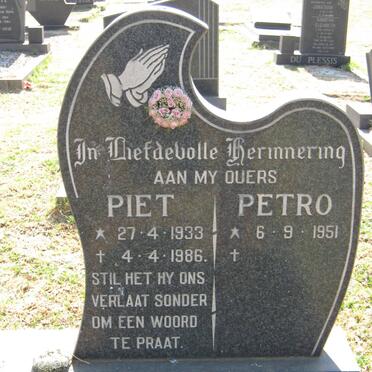 MERWE Piet, van der 1933-1986 &amp; Petro 1951-