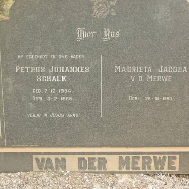 MERWE Petrus Johannes Schalk, van der 1894-1969 &amp; Magrieta Jacoba -1990