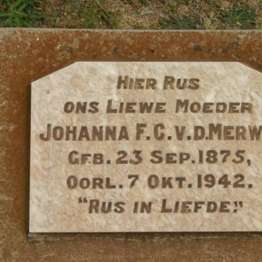 MERWE James, v. d. 1869-1941 &amp; Johanna F.C. 1875-1942