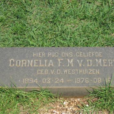 MERWE Erasmus A., van der 1892-1978 &amp; Cornelia F.M. V.D. WESTHUIZEN 1894-1976