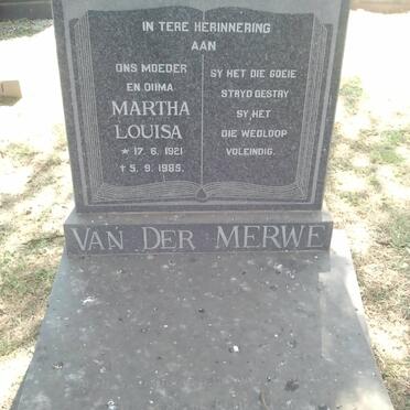 MERWE Martha Louisa, van der 1921-1985