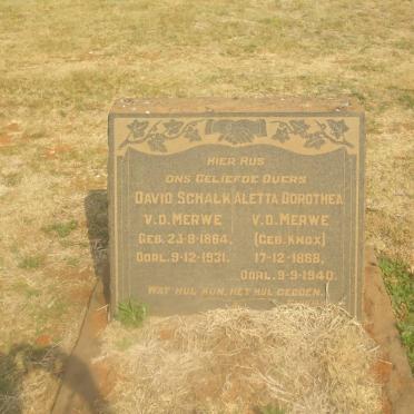 MERWE David Schalk, van der 1864-1931 &amp; Aletta Dorothea KNOX 1868-1940