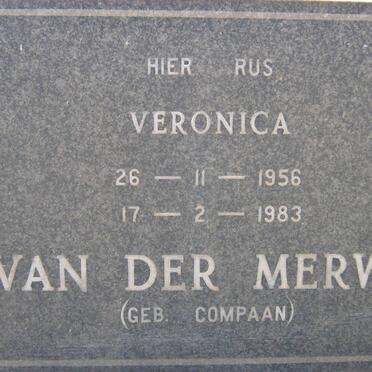 MERWE Veronica, van der nee COMPAAN 1956-1983