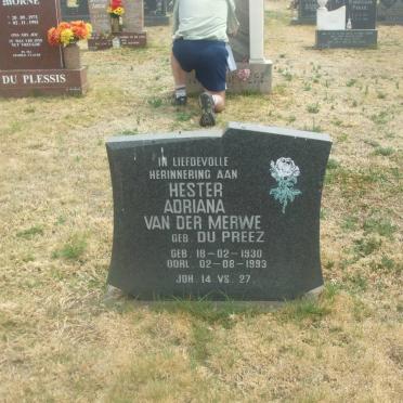 MERWE Hester Adriana, van nee DU PREEZ 1930-1993