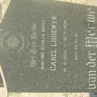 MERWE Carel Lodewyk, van der 1955-1974