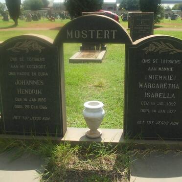 MOSTERT Johannes Hendrik 1895-1965 &amp; Margaretha Isabella 1897-1977