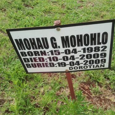 MOHOHLO Mohau G. 1982-2009