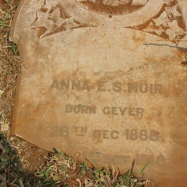 MUIR Anna E.S. nee GEYER 1888-1918