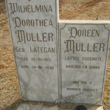 MULLER Wilhelmina Dorothea nee LATEGAN 1931-1998
