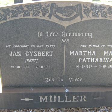 MÜLLER Jan Gysbert 1891-1961 &amp; Martha Maria Catharina 1897-1992