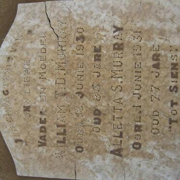 MURRAY William T.D. -1930 &amp; Aletta S. -1931