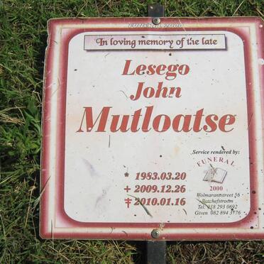 MUTLOATSE Lesego John 1983-2009