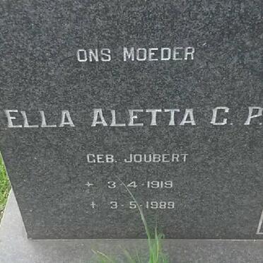 MULLER Ella Aletta C.P. nee JOUBERT 1919-1989