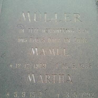 MULLER Mamül 1909-1985 &amp; Martha 1912-1992