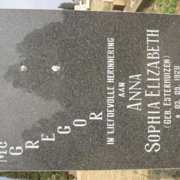 MCGREGOR Anna Sophia Elizabeth nee ESTERHUIZEN 1928-1999