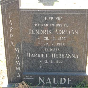NAUDÉ Hendrik Adriaan 1926-1987 &amp; Harriet Herhanna 1927-