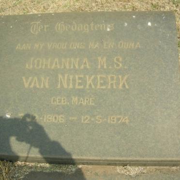 NIEKERK Johanna M.S., van nee MARÉ 1906-1974