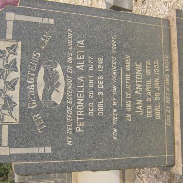 NIEKERK Jan Antonie, van 1872-1953 &amp; Petronella Aletta 1877-1948