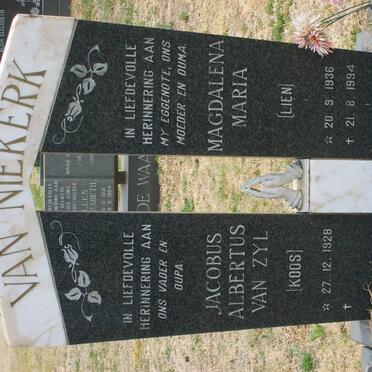 NIEKERK Jacobus Albertus Van Zyl, van 1928- &amp; Magdalena Maria 1936-1994