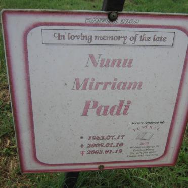 PADI Nunu Mirriam 1963-2008