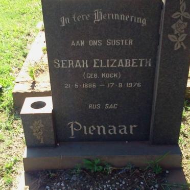 PIENAAR Serah Elizabeth nee KOCK 1896-1976