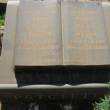 POTGIETER Petrus Phillipus 1894-1959 &amp; Maria Aletta 1894-1968