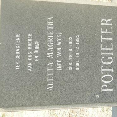 POTGIETER Lucas Cornelius 1895-1974 &amp; Aletta Magrietha VAN WYK 1903-1983