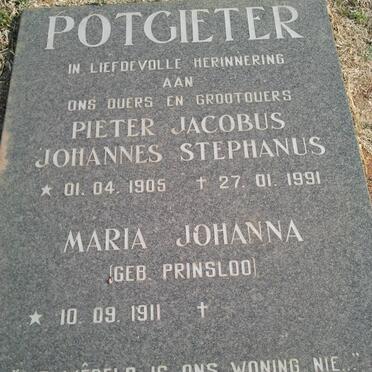 POTGIETER Pieter Jacobus Johannes Stephanus 1905-1991 &amp; Maria Johanna PRINSLOO 1911-