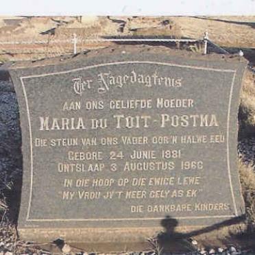 POSTMA Maria nee DU TOIT 1881-1966