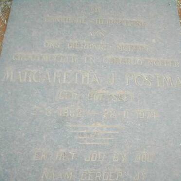 POSTMA Margaretha J. nee COETZEE 1882-1974