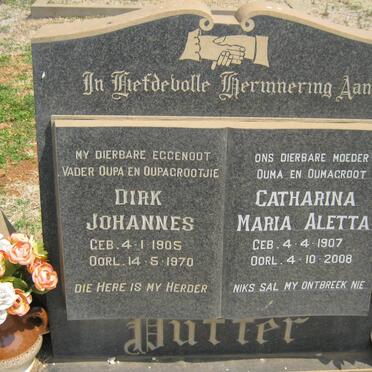 PUTTER Dirk Johannes 1905-1970 &amp; Catharina Maria Aletta 1907-2008