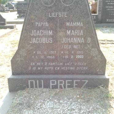 PREEZ Joachim Jacobus, du 1917-1983 &amp; Maria Johanna D. NEL 1915-2003
