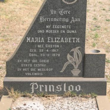PRINSLOO Maria Elizabeth nee COSTON 1917-1978