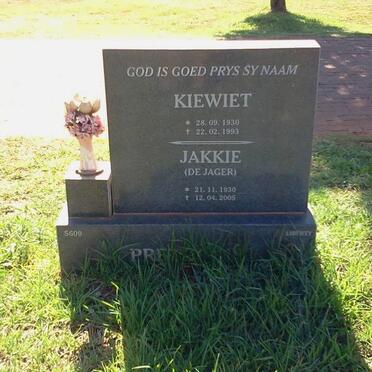 PRETORIUS Kiewiet 1930-1993 &amp; Jakkie DE JAGER 1930-2005