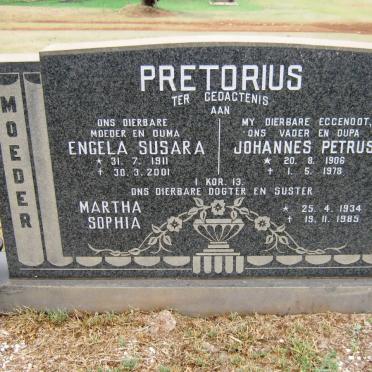 PRETORIUS Johannes Petrus 1906-1978 &amp; Engela Susara 1911-2001 :: PRETORIUS Martha Sophia 1934-1985