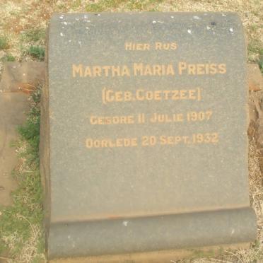 PREISS Martha Maria nee COETZEE 1907-1932