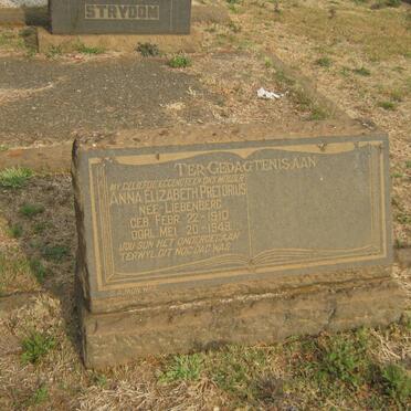 PRETORIUS Anna Elizabeth nee LIEBENBERG 1910-1949