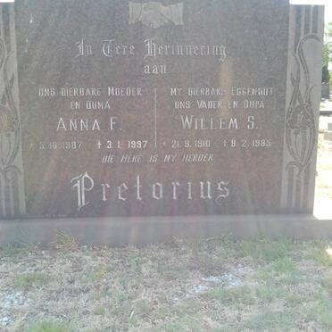 PRETORIUS Willem S. 1910-1985 &amp; Anna F. 1907-1997