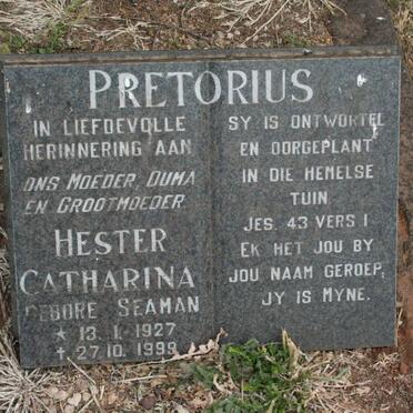 PRETORIUS Hester Catharina nee SEAMAN 1927-1999