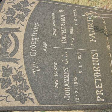 PRETORIUS Johannes J.L. 1868-1930 :: FAURIE Catherina B. 1880-1959