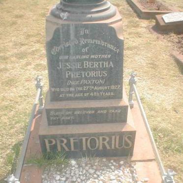 PRETORIUS Jessie Bertha nee PAXTON -1927